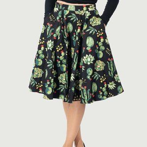 Eva Rose Black Succulent Skirt With Pockets